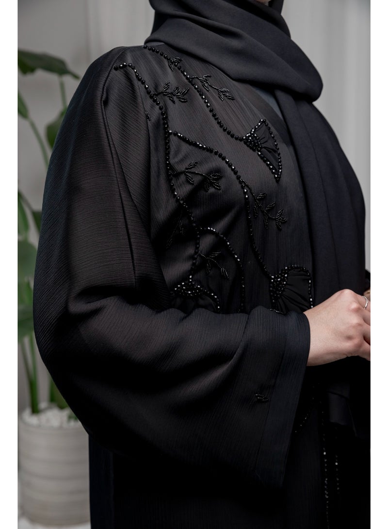 اوفيليا عباية داليا سوداء للنساء - فستان طويل أنيق للمسلمات، عباية إسلامية محتشمة على طراز دبي، فضفاضة مناسبة لرمضان والارتداء اليومي - Image 5